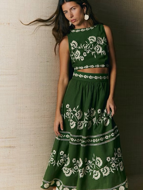 Sezane Dresses & Skirts - NWT Sézane Set - Siloe Skirt + Claire Blouse in Summer Green Size 4/36